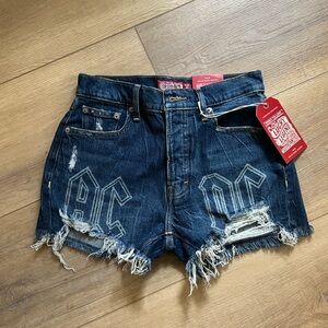 Lucky Brand Dark Blue Distressed Jean Shorts AC/DC